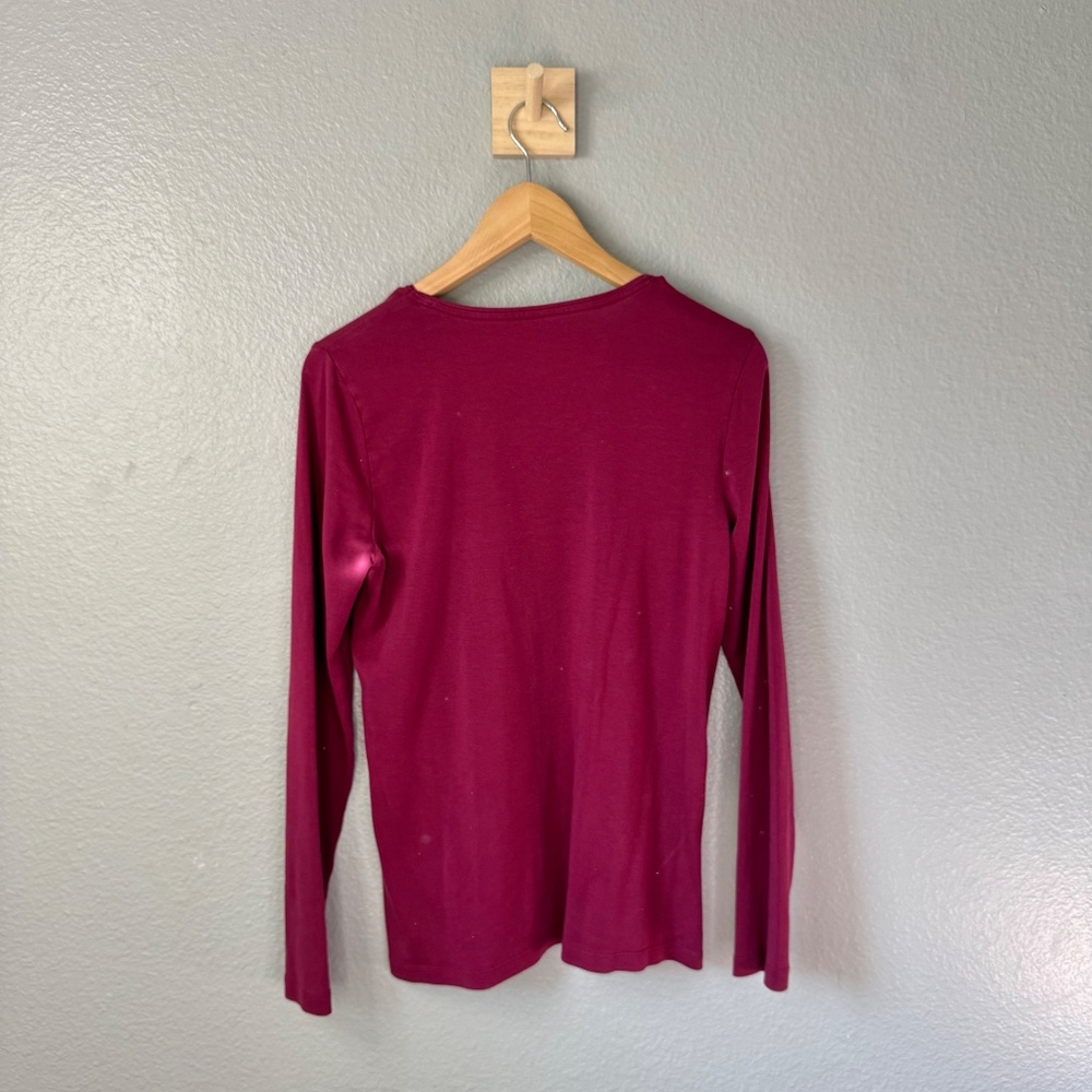 J.Jill Perfect Pima Long Sleeve Top Burgundy Women’s M Medium - Picture 5 of 5